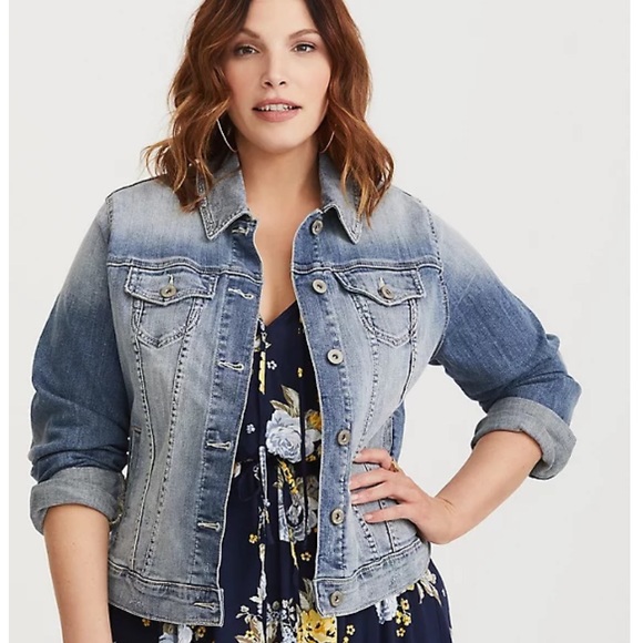 torrid Jackets & Blazers - TORRID DISTRESSED JEAN JACKET